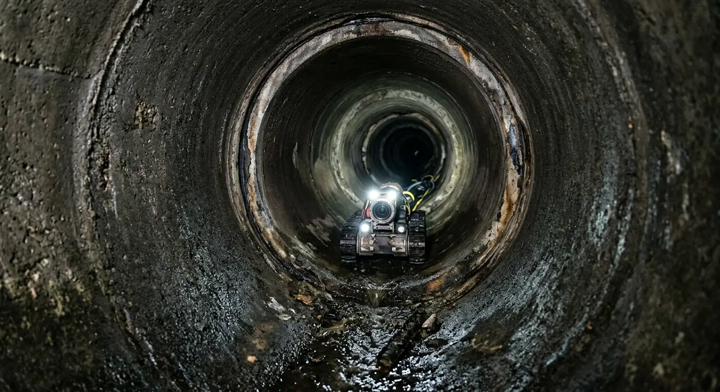 Robotic sewer camera inspecting pipe interior for Drain Snake Service in Millsboro